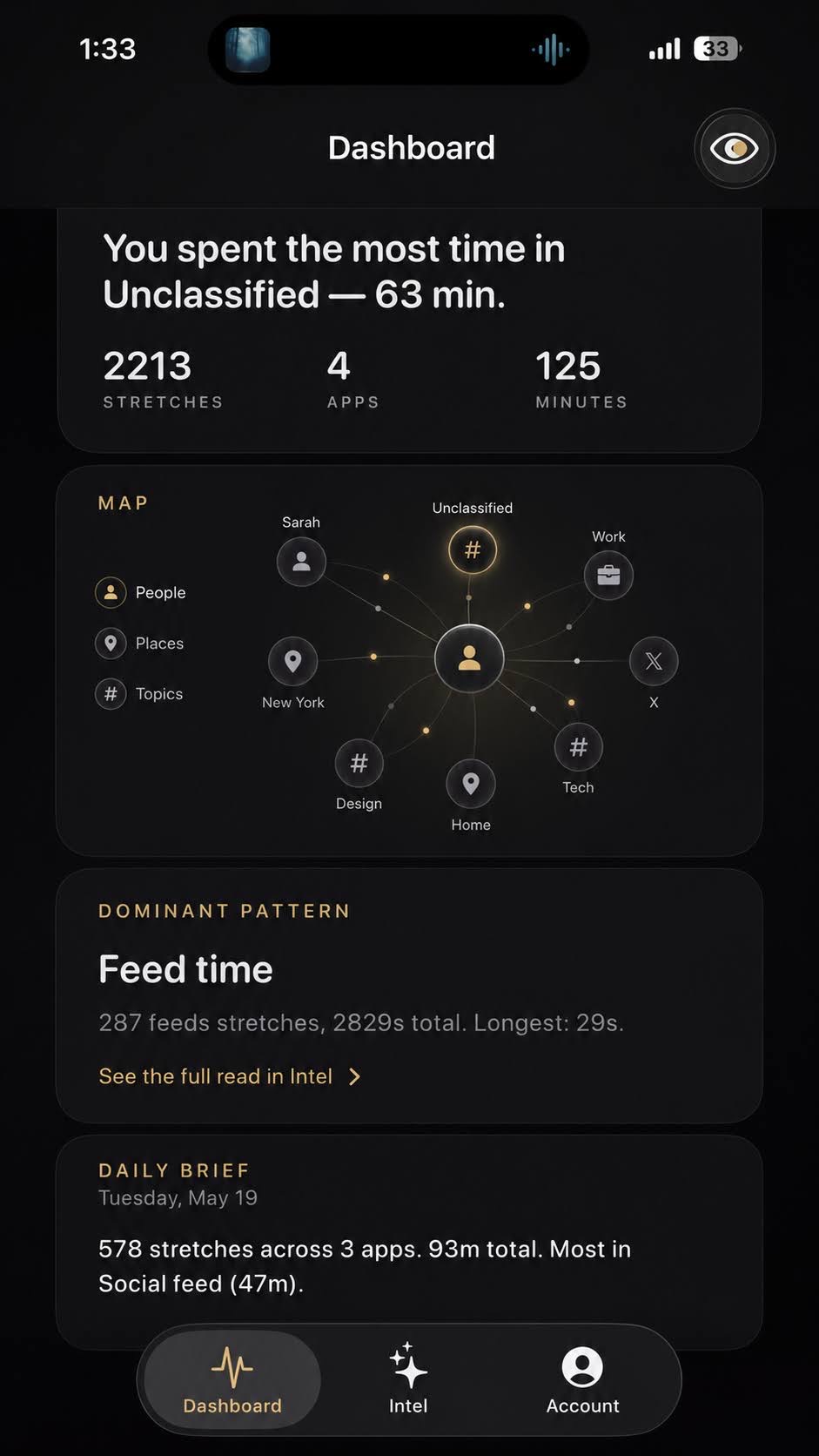 Moach iOS — behavioral map of people, places and topics